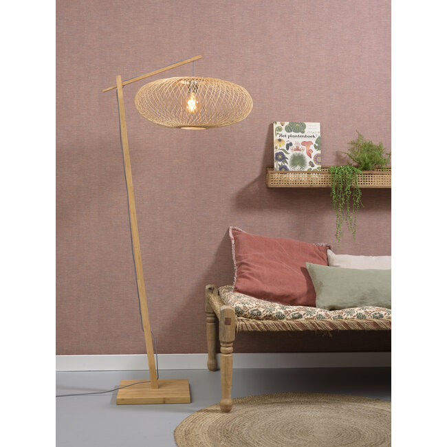 Good&Mojo Vloerlamp Cango bamboe naturel S 176 cm kap Ø 60 naturel
