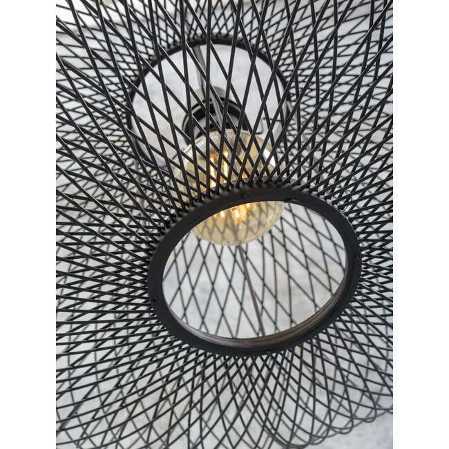 Good&Mojo Vloerlamp Cango bamboe naturel L 207cm kap Ø 60 zwart