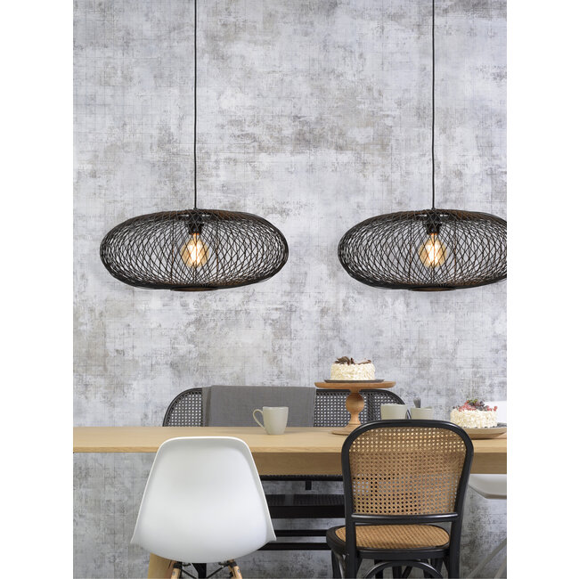 Good&Mojo Hanglamp Cango bamboe ellips dia.60x25cm zwart