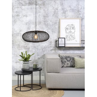 Good&Mojo Hanglamp Cango bamboe ellips dia.60x25cm zwart