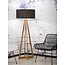 Good&Mojo Vloerlamp bamboe 4-poot Everest linnen zwart