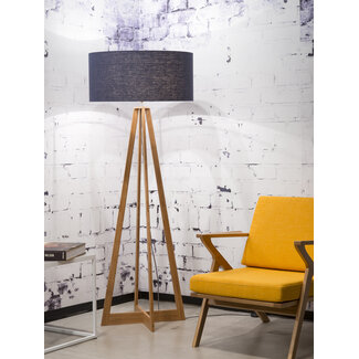 Good&Mojo Vloerlamp bamboe 4-poot Everest linnen blue denim