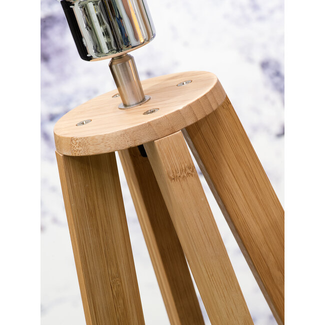 Good&Mojo Vloerlamp bamboe 4-poot Everest linnen wit