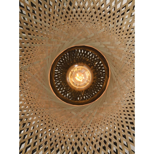 Good&Mojo Vloerlamp Kalimantan bamboe nat.h.176cm/kap horiz.60x15cm zw/nat.