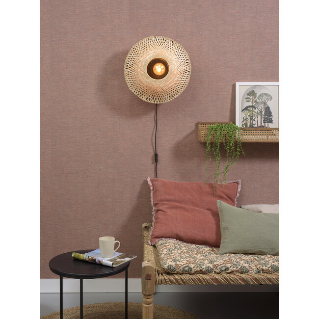 Good&Mojo Wandlamp Kalimantan bamboe plat Ø44 S