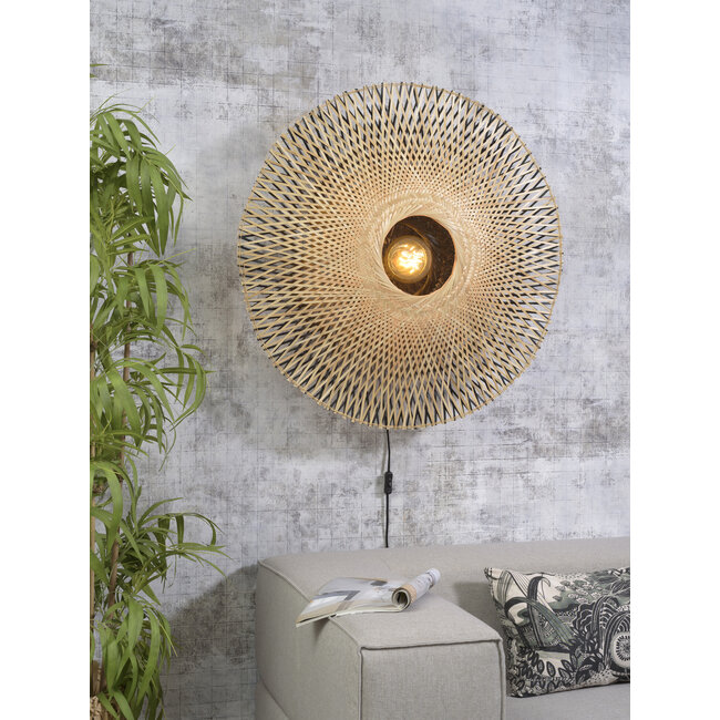 Good&Mojo Wandlamp Kalimantan bamboe plat Ø87 L - Good&Mojo