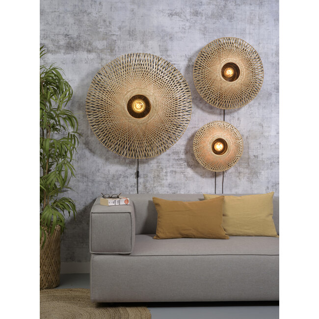 Good&Mojo Wandlamp Kalimantan bamboe plat Ø87 L