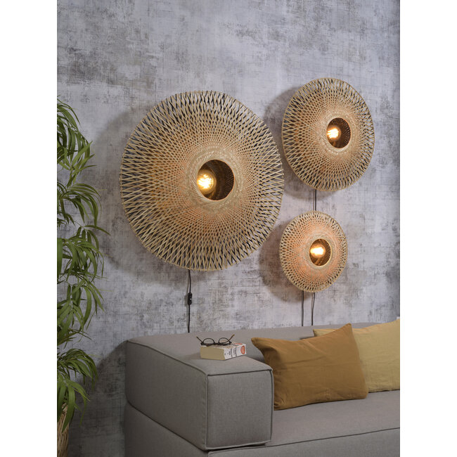 Good&Mojo Wandlamp Kalimantan bamboe plat Ø87 L