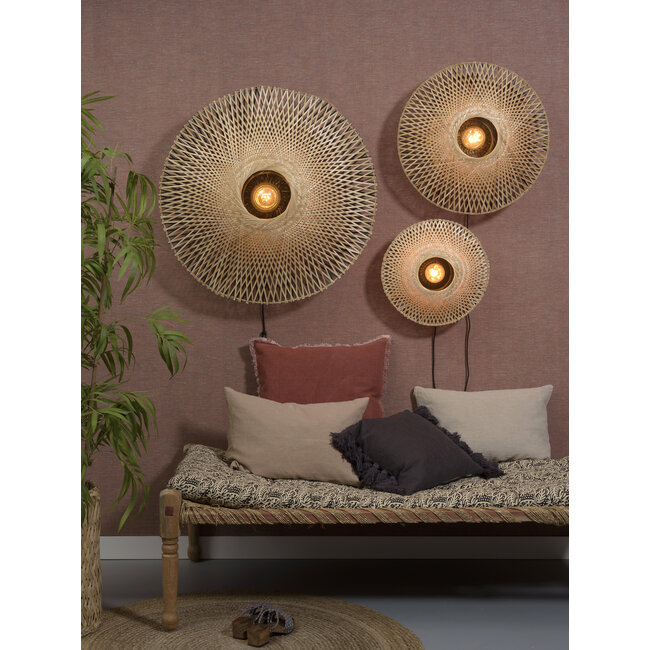 Good&Mojo Wandlamp Kalimantan bamboe plat Ø87 L - Good&Mojo