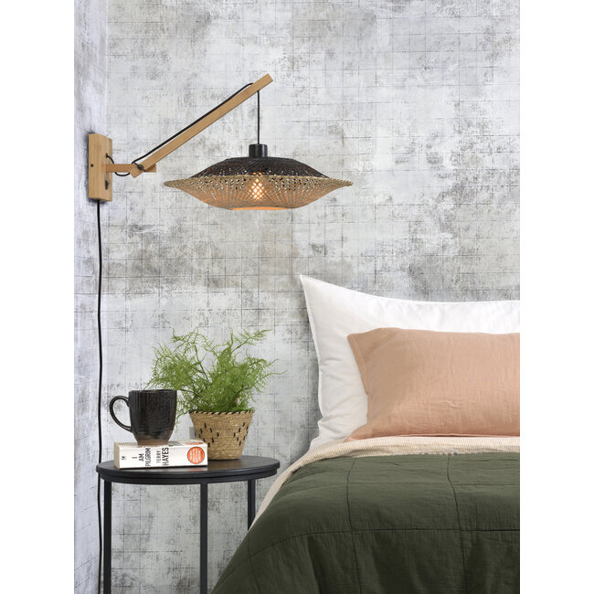 Good&Mojo Wandlamp Kalimantan bamboe naturel Ø44 zwart naturel S