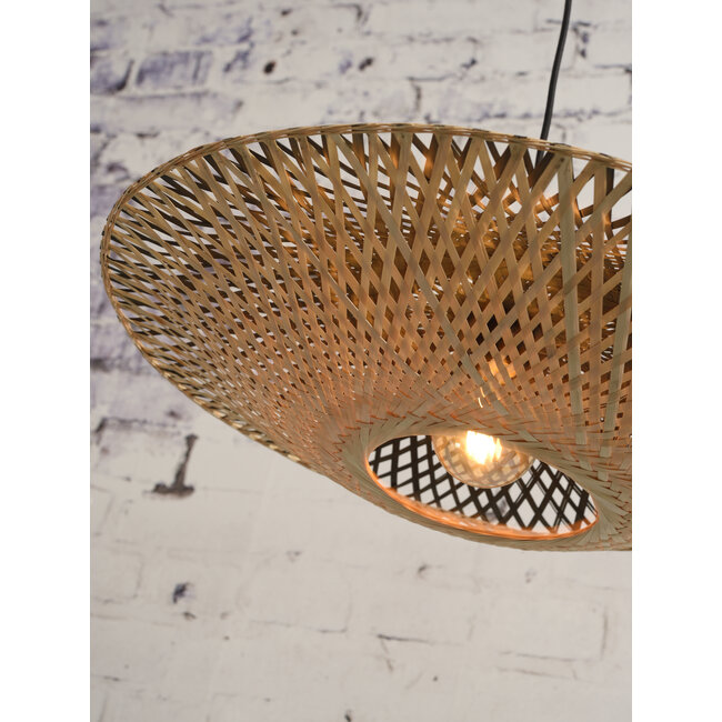 Good&Mojo Wandlamp Kalimantan naturel Ø60 zwart naturel L