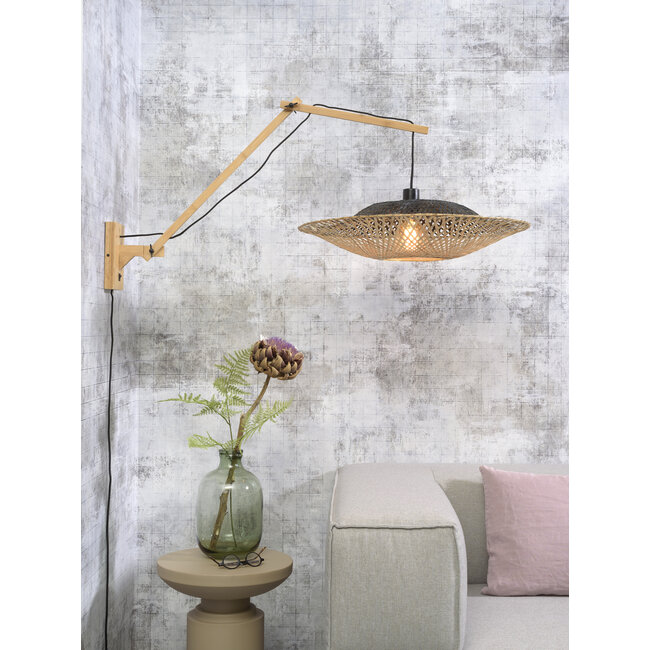 Good&Mojo Wandlamp Kalimantan naturel Ø60 zwart naturel L