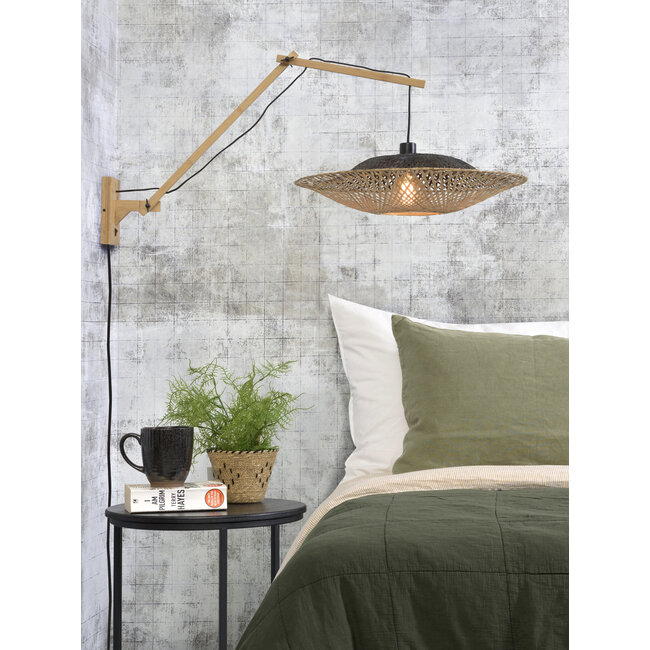 Good&Mojo Wandlamp Kalimantan naturel Ø60 zwart naturel L