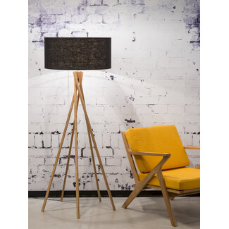 Good&Mojo Vloerlamp bamboe 5-poot Kilimanjaro h.160cm/kap 60x30cm eco linnen zwart
