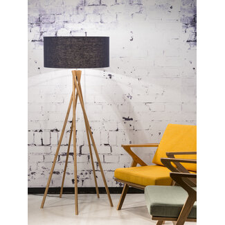 Good&Mojo Vloerlamp bamboe 5-poot Kilimanjaro h.160cm/kap 60x30cm eco linnen blue denim