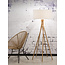 Good&Mojo Vloerlamp bamboe 5-poot Kilimanjaro h.160cm/kap 60x30cm eco linnen wit