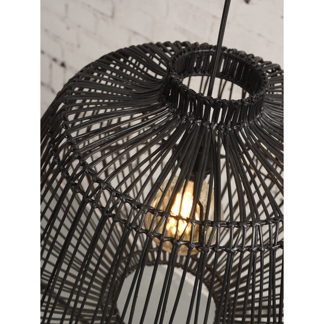 Good&Mojo Good&Mojo Hanglamp Madagascar rotan zwart Ø60cm