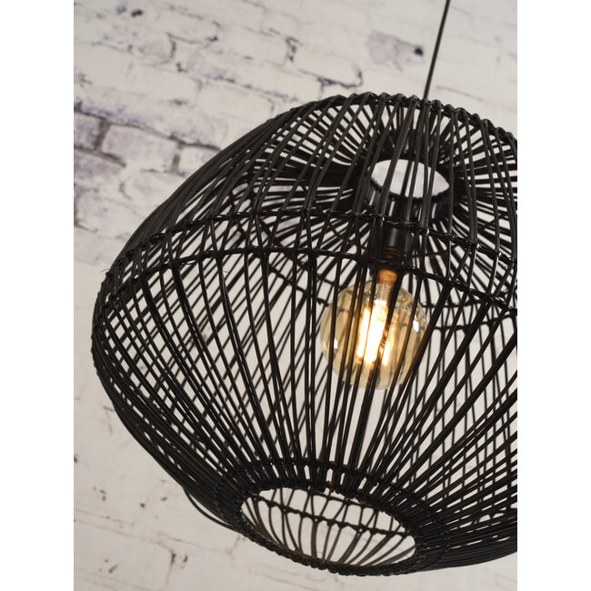 Good&Mojo Good&Mojo Hanglamp Madagascar rotan zwart Ø60cm