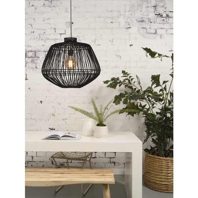 Good&Mojo Hanglamp Madagascar rotan dia.60xh.50cm zwart