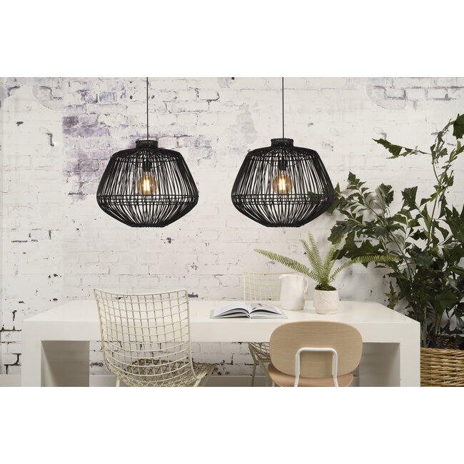 Good&Mojo Hanglamp Madagascar rotan dia.60xh.50cm zwart