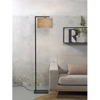 it's about RoMi Vloerlamp ijzer/zwart Boston donker linnen