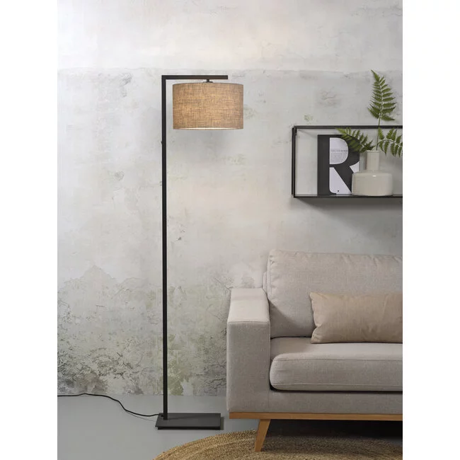 it's about RoMi Vloerlamp ijzer/zwart Boston donker linnen