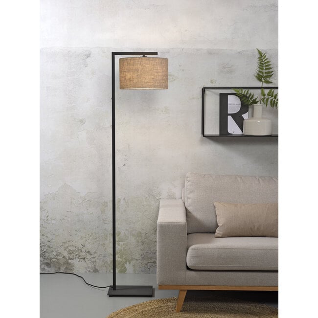 it's about RoMi Vloerlamp ijzer/zwart Boston donker linnen