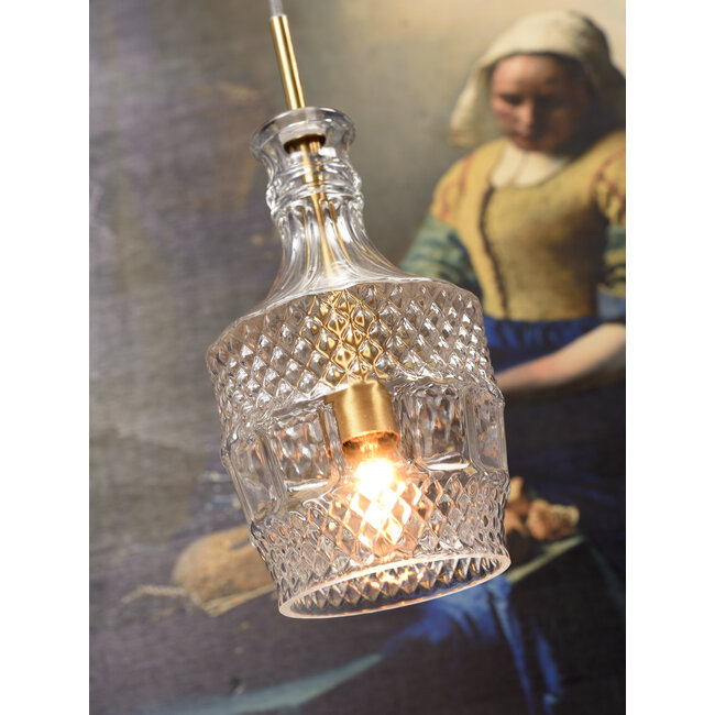 it's about RoMi Hanglamp glas Brussels Ø 13 transparant/goud rechtvormig