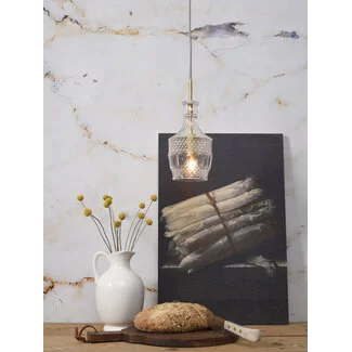 it's about RoMi Hanglamp glas Brussels Ø 13 transparant/goud rechtvormig
