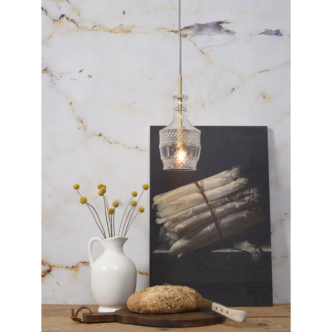 it's about RoMi Hanglamp glas Brussels Ø 13 transparant/goud rechtvormig