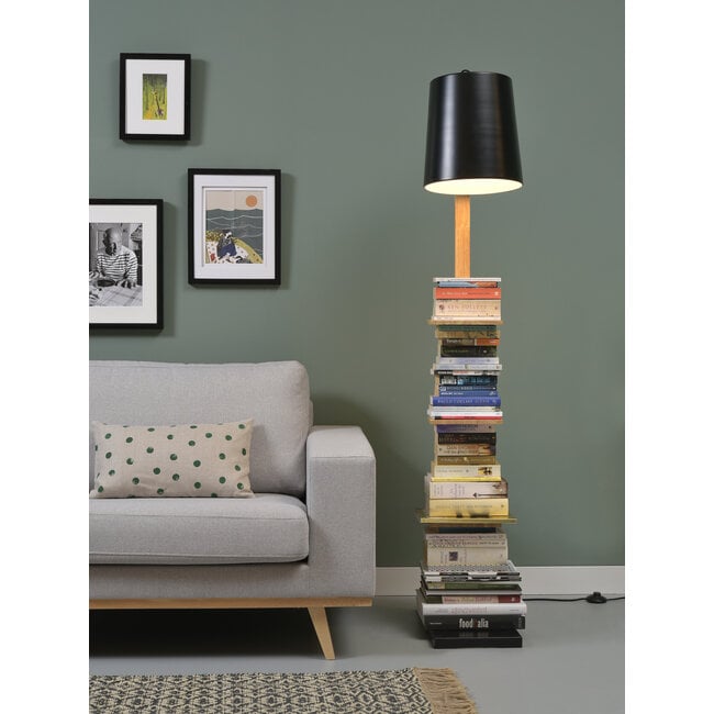 it's about RoMi Vloerlamp ijzer/hout Cambridge voor boeken naturel/ zwart