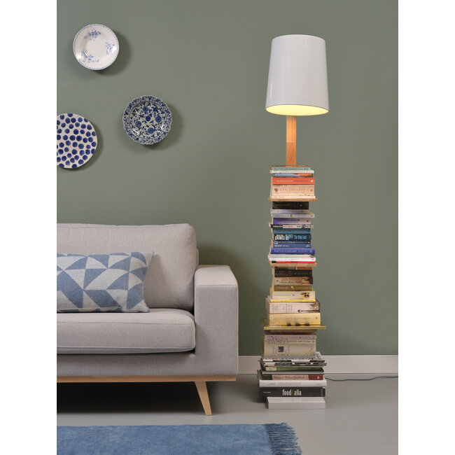 it's about RoMi Vloerlamp ijzer/hout Cambridge voor boeken naturel/ wit