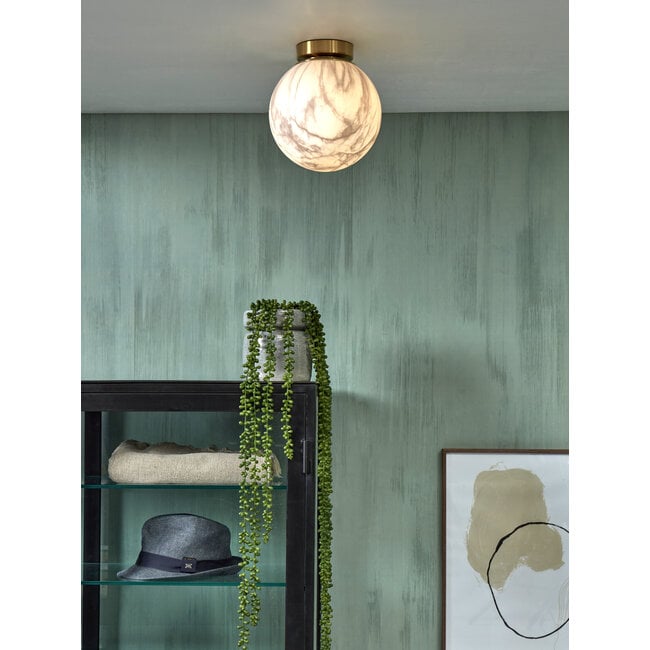 it's about RoMi Plafonniere glas/ijzer Carrara bol wit marmerprint/goud S