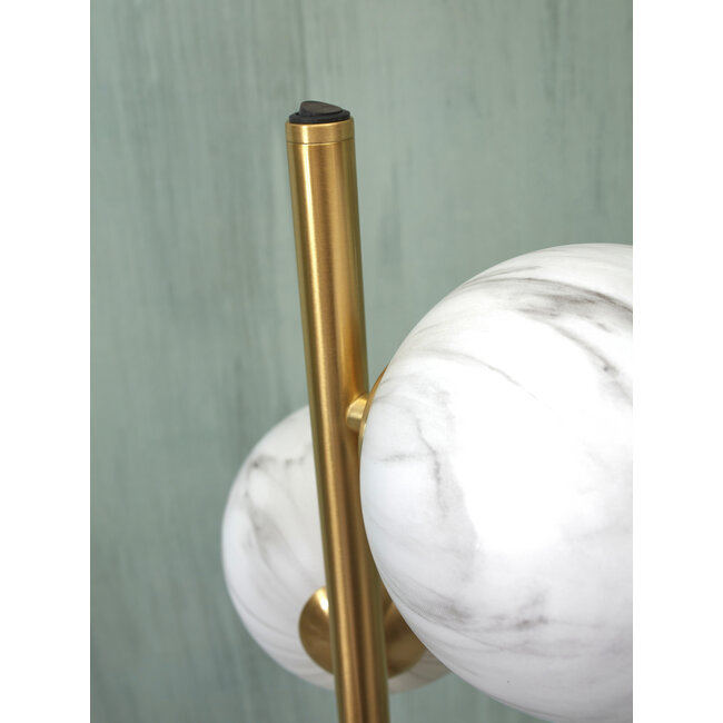 it's about RoMi Voerlamp glas/ijzer Carrara 3-bol wit marmerprint/goud