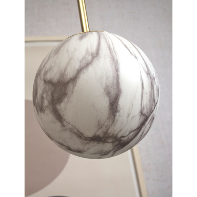 it's about RoMi Hanglamp glas/ijzer Carrara bol wit marmerprint/goud M
