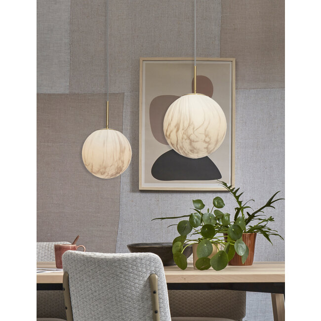 it's about RoMi Hanglamp glas/ijzer Carrara bol wit marmerprint/goud M