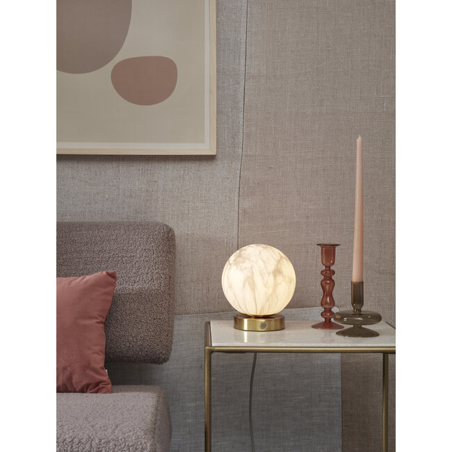 it's about RoMi Tafellamp glas/ijzer Carrara bol wit marmerprint/goud