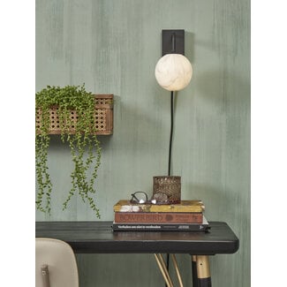 it's about RoMi Wandlamp glas/ijzer Carrara bol wit marmerprint/zwart