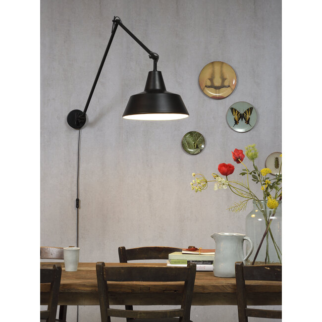 it's about RoMi Wandlamp ijzer Chicago h.80cm/l.60-130cm mat zwart