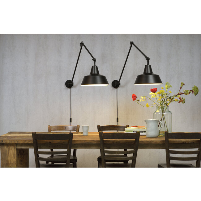 it's about RoMi Wandlamp ijzer Chicago h.80cm/l.60-130cm mat zwart