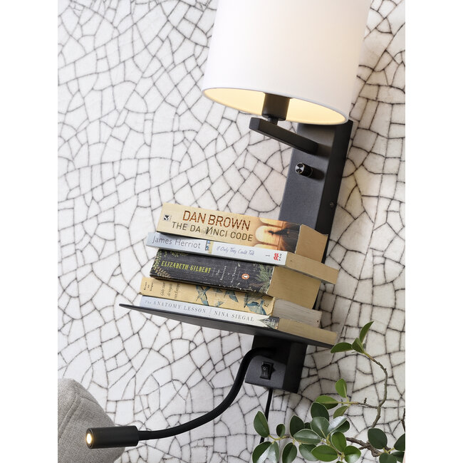 it's about RoMi Wandlamp ijzer Florence plank+usb+leeslamp 15000hrs incl. dimmer zwart