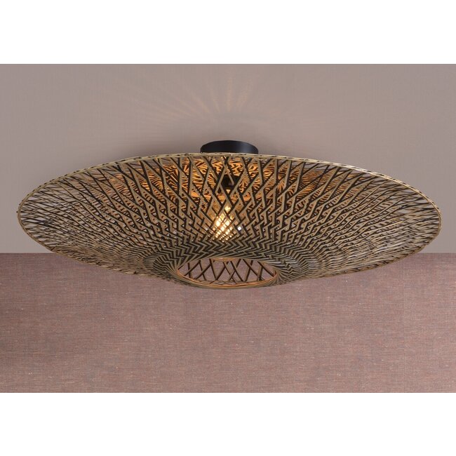 Good&Mojo Plafonniere Bali bamboe dia 87 x 20 cm zwart/naturel L