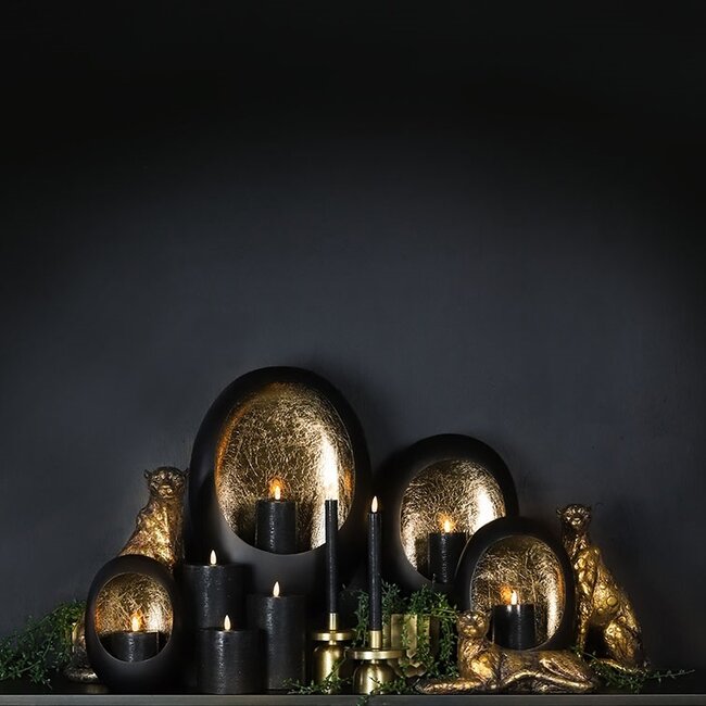Countryfield Theelicht Eggy M mat zwart/goud