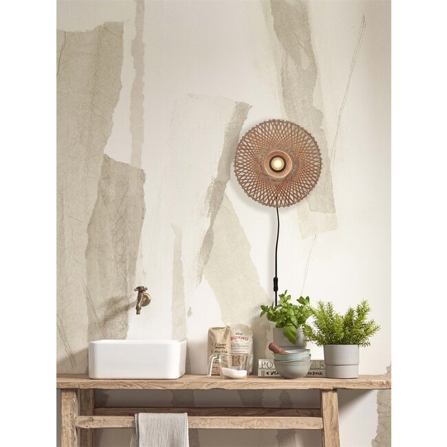 Good&Mojo Wandlamp Kalimantan XS 30cm naturel - Duurzaam & Sfeervol