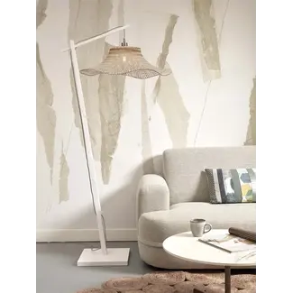 Good&Mojo Vloerlamp Ibiza L white met naturel kap