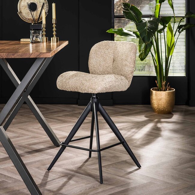 WoonStijl Barstoel Comfort draaibaar Boucle Zand