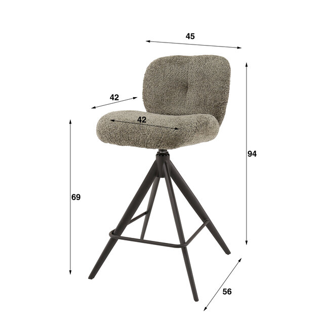 WoonStijl Barstoel Comfort draaibaar Boucle Zand