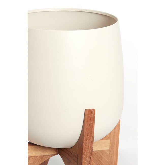 Light en Living Pot deco op voet Ø59x82 cm KARUNA hout+mat crème