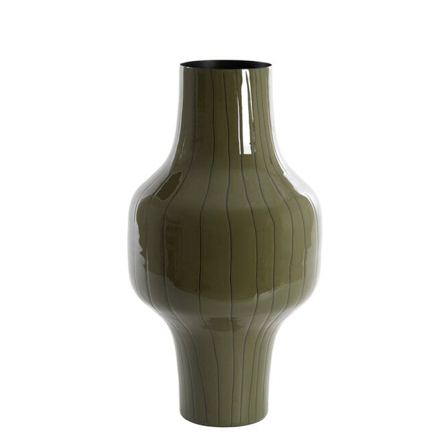 Light en Living Vaas deco Ø27x49 cm SINDO glanzend donker olijf groen+zwart