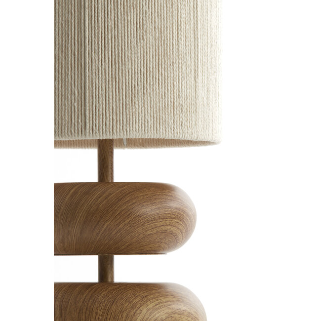 Light en Living Tafellamp Ø22x50,5 cm DANIALO hout print naturel+touw crème